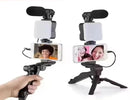 Tripé Estabilizador de Mão kit 5 em 1 gimbal Microfone Celular Gravação De Vídeo