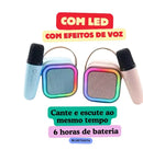 Caixa De Som com led portátil C/ Microfone Karaokê