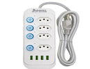 Extensão Elétrica 4 Tomadas 4 USB cabo 2m