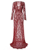 Vestido de maternidade maxi com laço