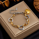 DIEYURO-Pulseira de aço inoxidável grosso para mulheres, cor dourada, coração, borboleta, alta qualidade Jóias de pulso para meninas, presentes de festa