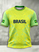 Camisas de Futebol Masculinas Clássicas do Brasil 2026 - Novas Camisetas Esportivas Casuais de Manga Curta com Gola O para Homens