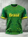 Camisas de Futebol Masculinas Clássicas do Brasil 2026 - Novas Camisetas Esportivas Casuais de Manga Curta com Gola O para Homens