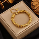 DIEYURO-Pulseira de aço inoxidável grosso para mulheres, cor dourada, coração, borboleta, alta qualidade Jóias de pulso para meninas, presentes de festa