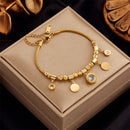 DIEYURO-Pulseira de aço inoxidável grosso para mulheres, cor dourada, coração, borboleta, alta qualidade Jóias de pulso para meninas, presentes de festa
