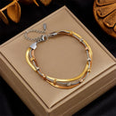 DIEYURO-Pulseira de aço inoxidável grosso para mulheres, cor dourada, coração, borboleta, alta qualidade Jóias de pulso para meninas, presentes de festa