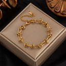 DIEYURO-Pulseira de aço inoxidável grosso para mulheres, cor dourada, coração, borboleta, alta qualidade Jóias de pulso para meninas, presentes de festa