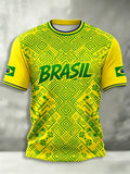 Camisas de Futebol Masculinas Clássicas do Brasil 2026 - Novas Camisetas Esportivas Casuais de Manga Curta com Gola O para Homens