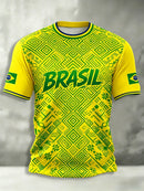 Camisas de Futebol Masculinas Clássicas do Brasil 2026 - Novas Camisetas Esportivas Casuais de Manga Curta com Gola O para Homens