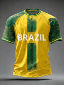 Camisas de Futebol Masculinas Clássicas do Brasil 2026 - Novas Camisetas Esportivas Casuais de Manga Curta com Gola O para Homens