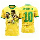 Camisa de Futebol Brasil 2026 Neymar Jr Nº 10, Kit de Treino, Camiseta Masculina Esportiva de Verão, Roupa Infantil, Camisa de Ciclismo ﻿
