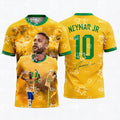 Camisa de Futebol Brasil 2026 Neymar Jr Nº 10, Kit de Treino, Camiseta Masculina Esportiva de Verão, Roupa Infantil, Camisa de Ciclismo ﻿