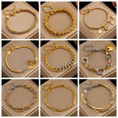DIEYURO-Pulseira de aço inoxidável grosso para mulheres, cor dourada, coração, borboleta, alta qualidade Jóias de pulso para meninas, presentes de festa